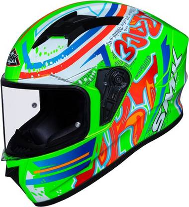 SMK STELLAR GL837 GRAFFITI FULL FACE GLOSS GREEN Motorbike Helmet