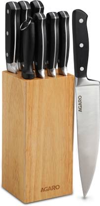 AGARO 9 Pc Stainless Steel Knife Set Galaxy Knives Set with Wooden Case, 7 Knives, 1 Knife Sharpener, 1 Wooden Case