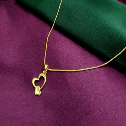 Gilher Gilher Gold Plated Heart Design Daily Wear Chain Pendant For Women And Girl Gold-plated Copper