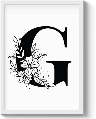 GS Decor Vintage Monogram Letter 'G' Floral Wall Art For Living Room | Wall Decor Digital Reprint 12 inch x 9 inch Painting