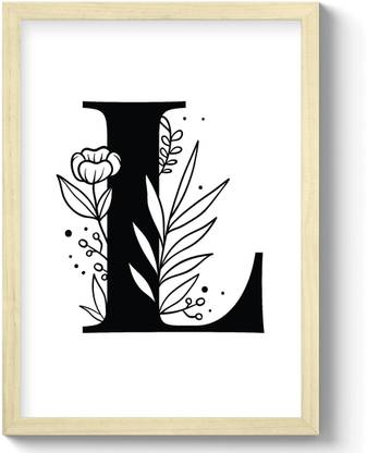 GS Decor Vintage Monogram Letter 'L' Floral Wall Art For Living Room | Wall Decor Digital Reprint 12 inch x 9 inch Painting