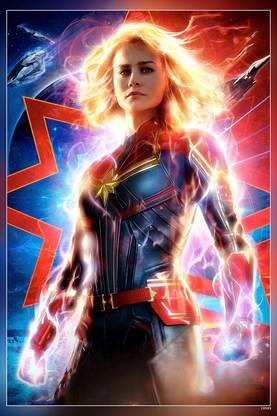Captain Marvel Marvel Cinematic Universe Brie Larson Portrait Display Matte Finish Poster Paper Print