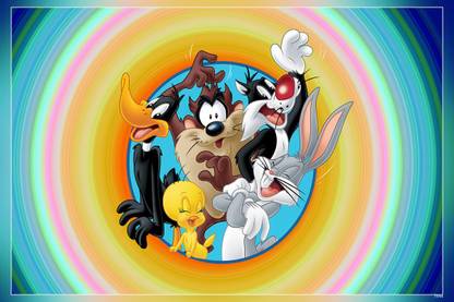 Cartoons Bugs Bunny Daffy Duck Tweety Bird Sylvester Matte Finish Poster Paper Print