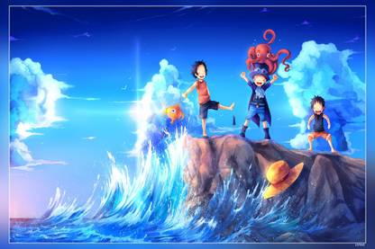One Piece Monkey D Luffy Waves Octopus Matte Finish Poster Paper Print