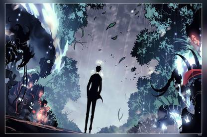 Solo Leveling Sung Jin Woo Blue Web Toon Hd Matte Finish Poster Paper Print