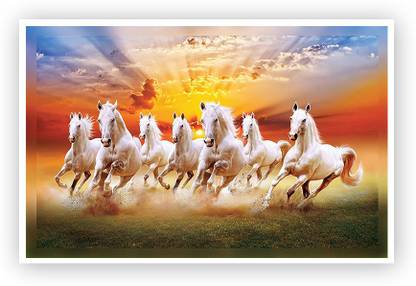 Vastu Seven Horse HD Poster (18 inch X 12 inch) Digital Paper Print