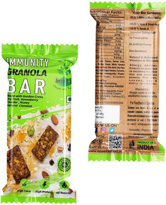 Appetite Food Immunity Granola Bar |Boost Your Mood|Power of Barley, Almonds & more Pack of 12 Energy Bars