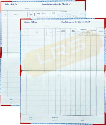 LRS Salary Bill Register - 50 Pages - Pack of 2 - 32*20 cm 1-Part Salary Register