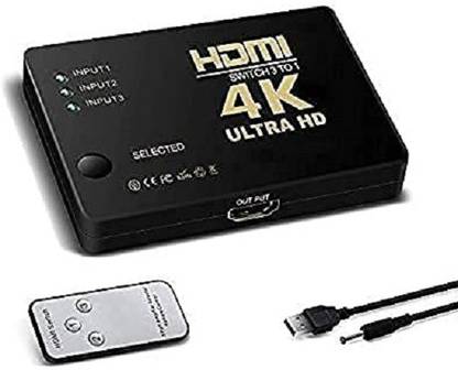SINGING NOISE 3 Port HDMI Switch Splitter with Remote Control, UHD 2K 4K Support and HD Audio Media Streaming Device