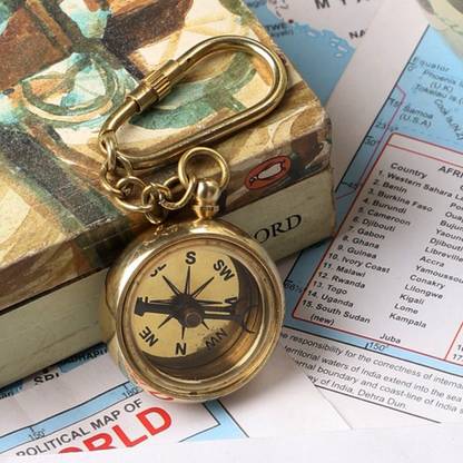 Exim Decor Brass Ross London Compass Key Chain Showpiece Decorative Showpiece  -  1.2 cm