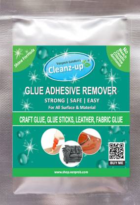 Cleanz-up Glue Stain Remover, Cleaner | Safe, No Acid, Spray Formula, Eco Friendly | Clean Paper Glue, Starch & Home use Glue | For Carpet, Mattress, Wall, Leather, Fabric, Rexin, Furniture, Wood, Plastic, Car, Painted Surface, Tiles, Stone etc (20 gm makes 100 ml) Stain Remover
