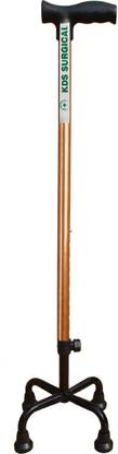 KDS SURGICAL 4 Leg Black Copper Height Adjustable Men Women Old Age People Patient Walking Stick