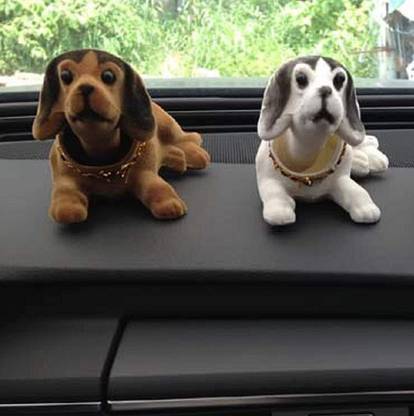 HALO NATION Bouncy Flexible Head Dog Car Dash Board Bobblehead Dog 2pc
