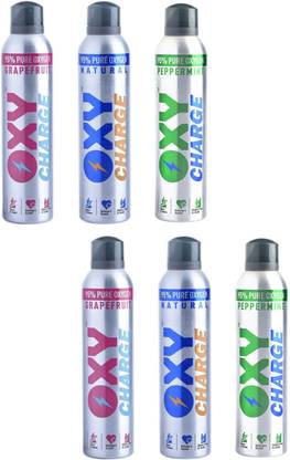 Oxycharge All-Natural Oxygen For Health, Wellness And Recovery - Combo - Pack Of 6 Portable Oxygen Can