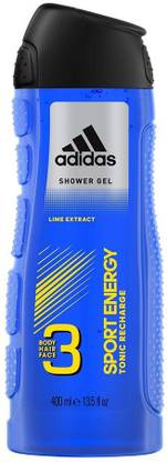 ADIDAS Care 3-in-1 Body Wash Sport Energy 16 Fluid Ounce Body Wash, Face Wash, and Shampoo in One with Lime Extract