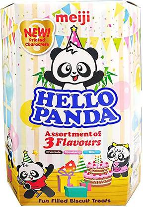 Meiji HELLO PANDA 3 ASSORTMENT FLAVOUR CHOCOLATE STRAWBERRY MILK BISCUIT IMPORTED Biscotti Biscuit