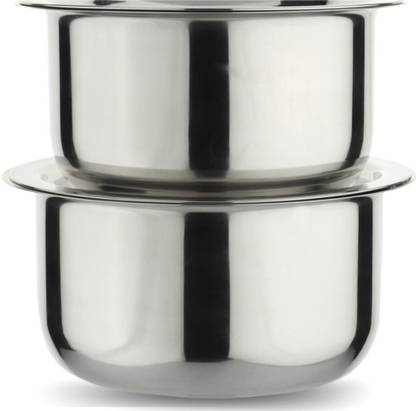 LIMETRO STEEL 2 Pieces Gas and Induction Compitable Cookware Set with Lid / Tope Set with Lid/ Induction Bottom Cookware Set