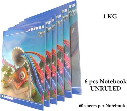 Mathematics 1KG 6 PCS 60 Sheets Per Notebook (25X19 CM) A5 Note Book Unruled 120 Pages