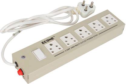 Adiohub Metal Body 5 Socket 1 Switch 10 AMP & 6 AMP Multi Plug Extension board 5  Socket Extension Boards