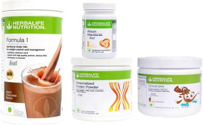 HERBALIFE FORMULA1 CHOCOLATE + PROTIEN POWDER 200G + AFRESH GINGER+ DINOSHAKE CHOCOLATE Nutrition Drink