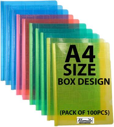 FileMate Plastic Strip File(Pack of 100 pcs)(Size: 12 X 8.5 inch)(Transparent) (Computer Box Design) / Plastic File / Stick File