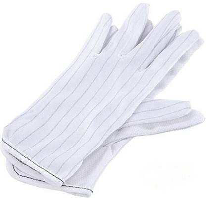 B&J ESD SOLUTIONS ESD Safe Antitatic Dotted Gloves Large Size Polyester  Safety Gloves