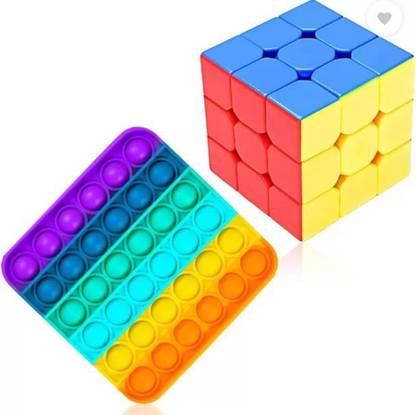 Jovie High Speed Rubik's Cube 3x3 and Push Pop Bubble Fidget Sensory Toy(Pack of 2 )