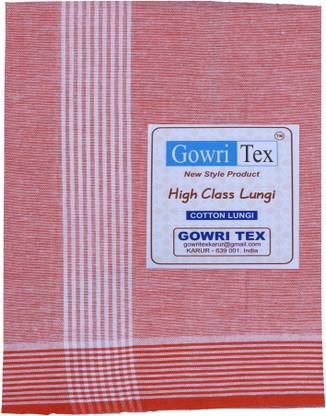 GOWRI TEX Striped Red Lungi