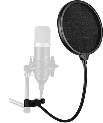 Cezo Microphone Pop Filter Dual Layer Mic Shield with Clip Stabilizing Arm Dual Layer Pop Filter