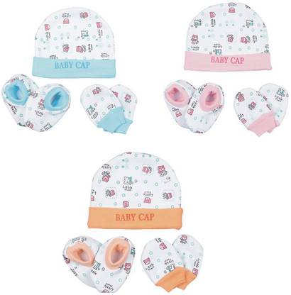 MEEOWMEE Baby Cap, Mitten & Booties Set