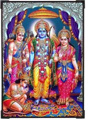 FURNATO Home Decor | UV Coated MDF Shri Ram Laxman Maa Sita Picture Painting Digital Reprint 8.5 inch x 6 inch Painting
