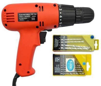 Sauran 10mm 350W Electric Screwdriver Power & Hand Tool Kit (3 Tools) Screw Driver Simple +Hss+Masonery Pistol Grip Drill