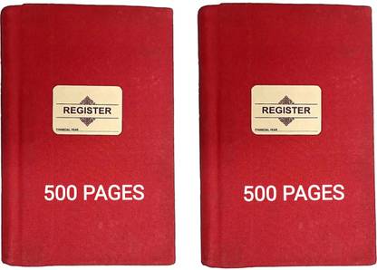 R K SALES R K Ruled Register Full Canvas Bound R K Ruled Register 500 PAGES PACK OF 2 1-Part Hard Bound