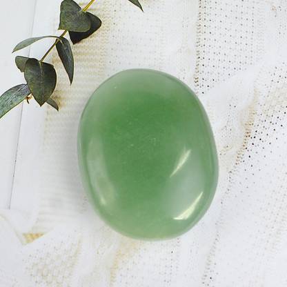 CRYSTU Natural Crystal Green Jade Palm Stone For Relaxation & Meditation Gemstones Decorative Showpiece  -  5 cm