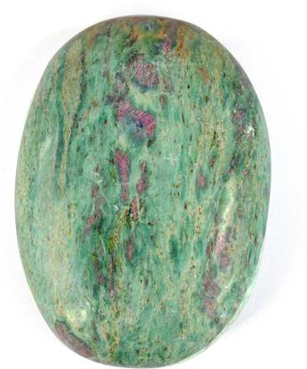 REIKI CRYSTAL PRODUCTS Natural Ruby Fuchsite Crystal Palm Stone Reiki Healing 80-100gm Approx Decorative Showpiece  -  5 cm