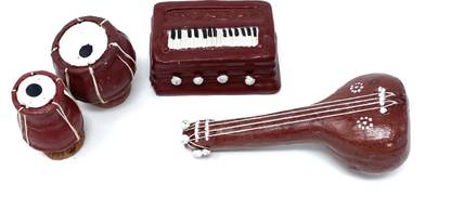 Mahant Ji Miniature Musical Instruments Showpiece Set Home Dcor Or Tabla Sitar Harmonium Decorative Showpiece  -  8 cm