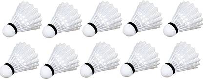 one ton Style White Feather Badminton Shuttlecock - Pack of 10 Feather Shuttle  - White