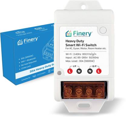 Finery 30A(6600W) BLE + WiFi Smart Switch for AC, Geyser works with Alexa & Google Home Smart Switch