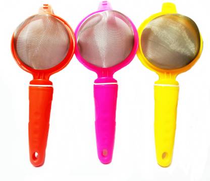 CRAZYGOL Regular tea Stainer Multi Color plastick set of 3pcs folding tea Tea Strainer