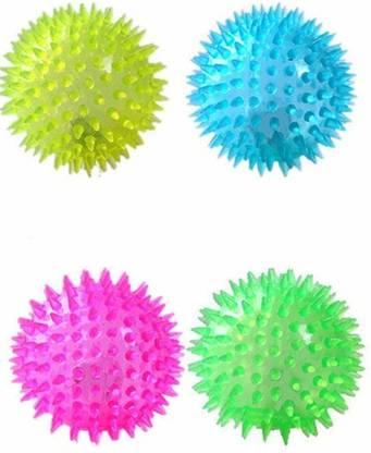 RVM Toys 4 QTY Spike Large Ball W/ LED Lighting Flash & Sound Rubber Light Ball For Kids Crazy Ball