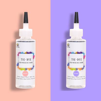 KADAM Skin Friendly Tie Dye Bottle Combo 1 : Peach - Purple | Cold Water Fabric Dyes