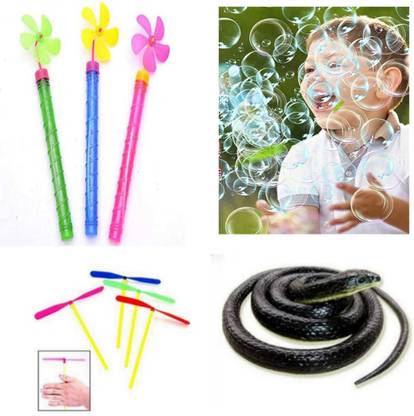imtion 3 IN 1 ( 1 Pcs Air flying toys + 1 Snake frank toy + 1 Pcs Bubble Game toy )