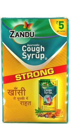 ZANDU Ayurvedic Cough Syrup (36N X 8ml) Sachets for cold and cough