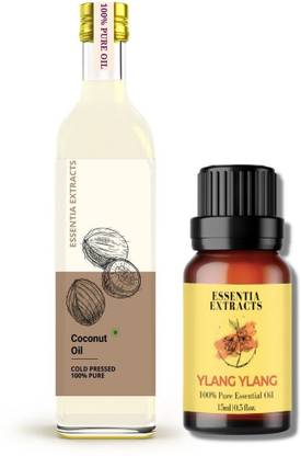 ESSENTIA EXTRACTS Combo of Ylang Ylang Essential Oil & Coconut Oil Pack of 2 (15ML + 100ML)