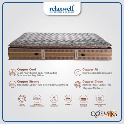 Relaxwell Mattress. For Uninterrupted Sleep | Back Pain cure 8 inch Single Pocket Spring Mattress