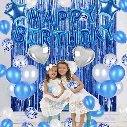 Prihit Blue Birthday Decorations Kit, Happy Birthday Balloons, Birthday Ka Saman