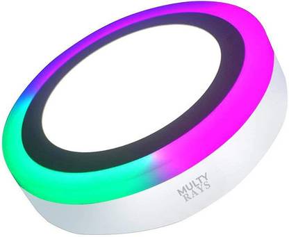 Multy Rays 3 Watt Round Surface Dual Multi Color LED Panel Light White+RGB Lamp Ceiling Light Ceiling Lamp