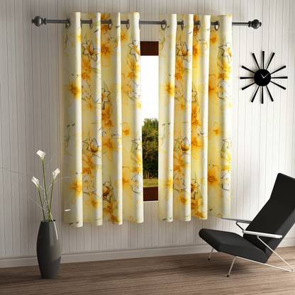 Home Sizzler 153 cm (5 ft) Window Polyester Semi Transparent Curtain (Pack Of 2)