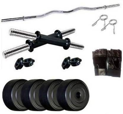 VENOM 10 Kg P.V.C Weight Plates (2.5 Kg X 4 = 10 Kg) with Dumbbell Rods, G. Curl rod Adjustable Dumbbell