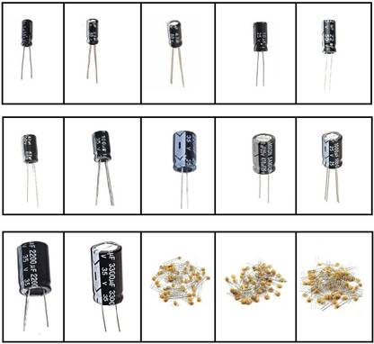 AVS COMPONENTS 300 Pcs with 15 Values Metal Electrolytic Capacitors Assorted Kit Electronic Components Electronic Hobby Kit